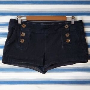 Express Jean Shorts Womens Size 8 Dark Blue Jean Shorts with Gold Buttons Accent